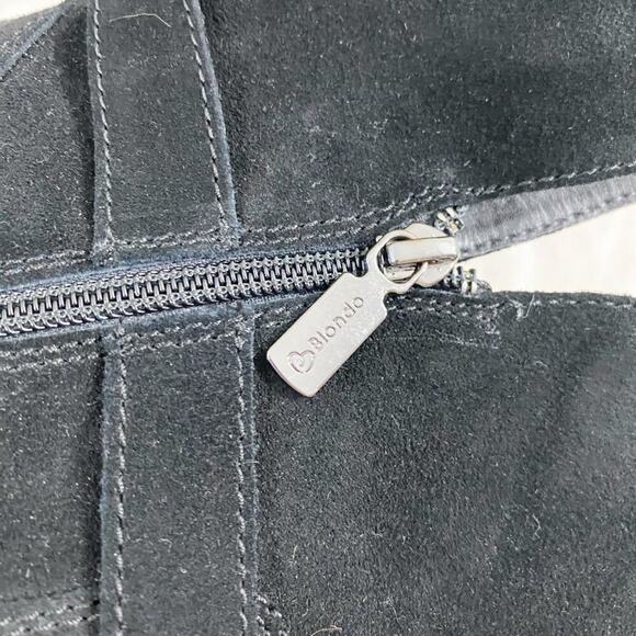 Blondo Black Suede Moto Boots Sz 9.5 Side Zip Waterproof Fleece Lined Round Toe - Picture 9 of 12